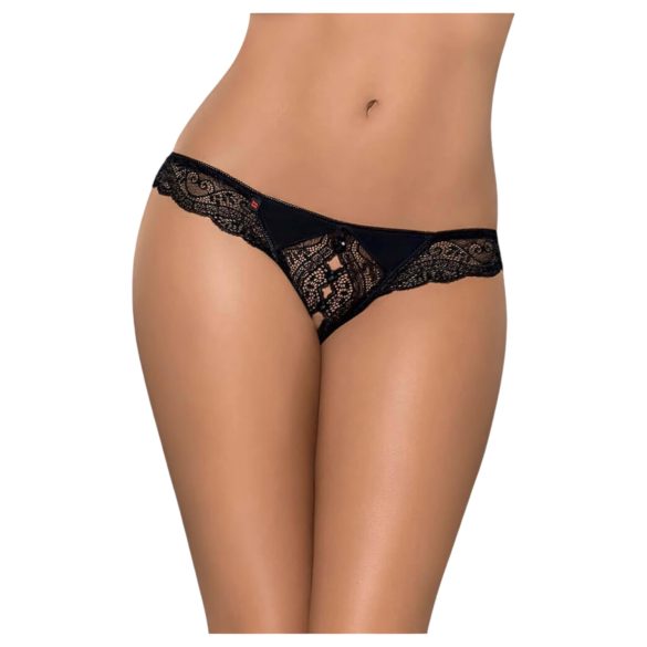 Obsessive Miamor - kividega avatud naiste pitsist stringid (must) - L/XL