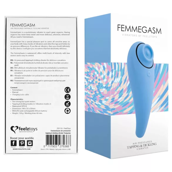 FeelzToys - kliitorivibraator 2in1, laetav, sinine