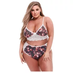   Baci Plus Size - suplus suurusega pitsist lilleline rinnahoidja komplekt